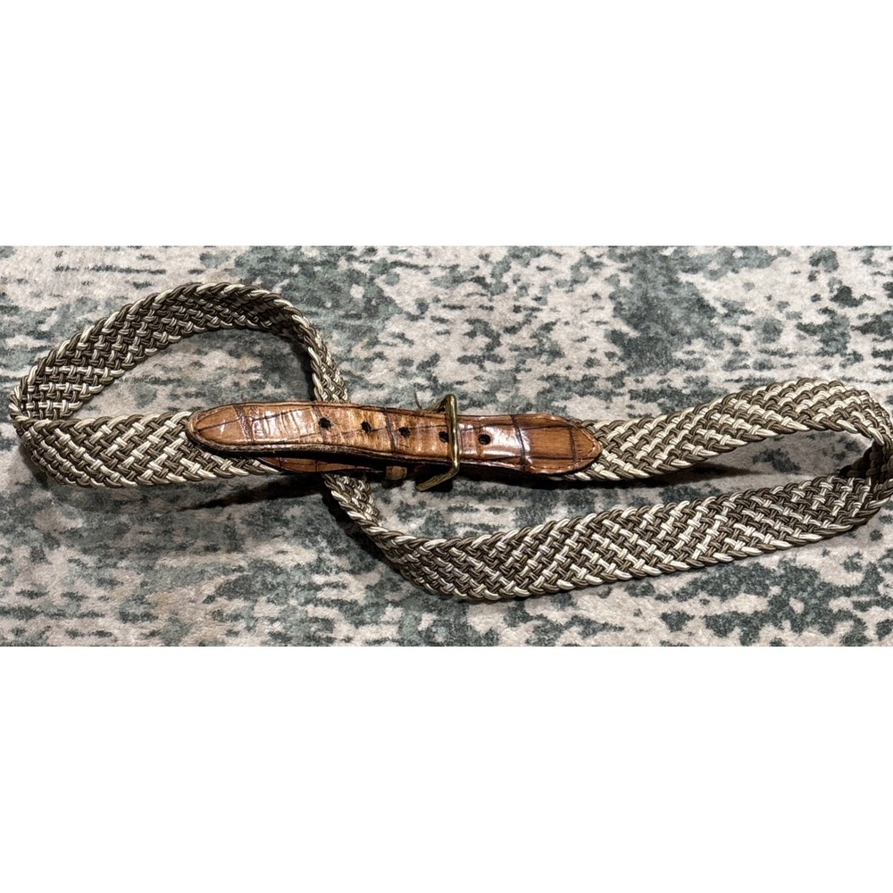 vintage 80s Crocodile Embossed Belt‎ Braided Stretch USA Size 40